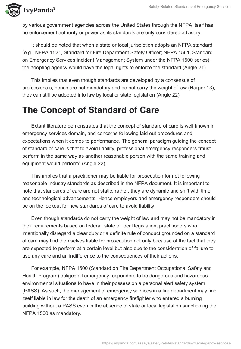 Safety-Related Standards of Emergency Services. Page 2