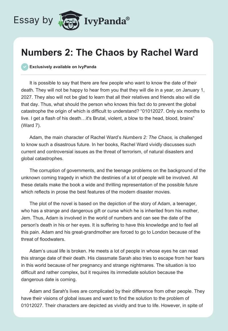 "Numbers 2: The Chaos" by Rachel Ward. Page 1