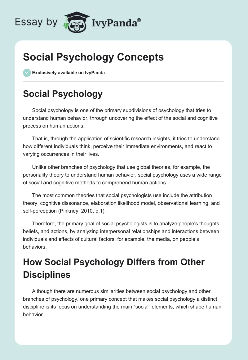 Social Psychology Concepts. Page 1