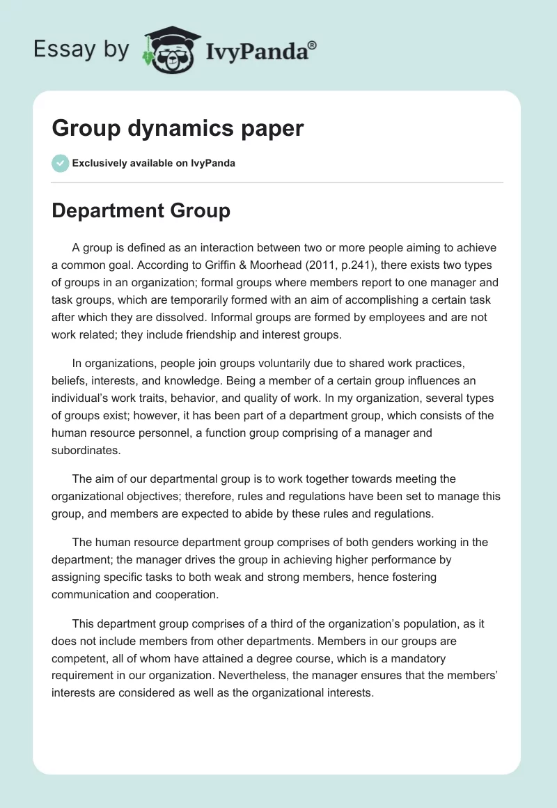 Group dynamics paper. Page 1