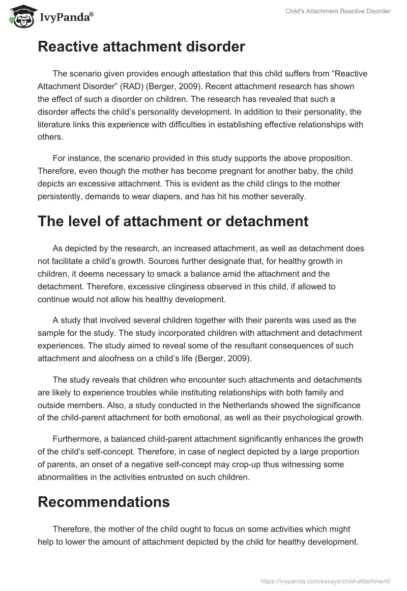 Child's Attachment Reactive Disorder. Page 2