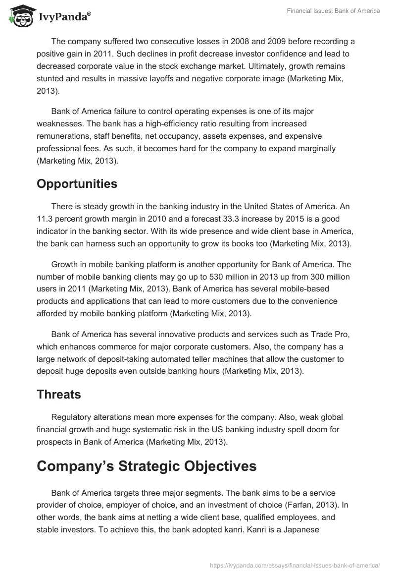 Financial Issues: Bank of America. Page 3