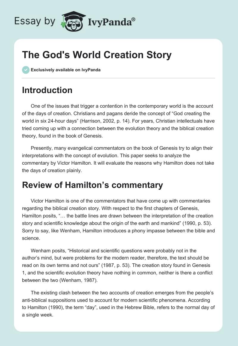 The God's World Creation Story. Page 1