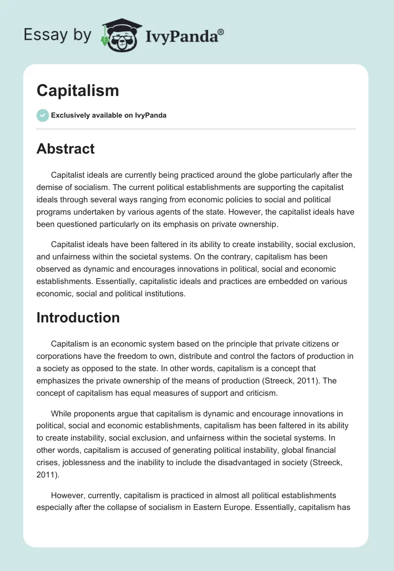 Capitalism. Page 1