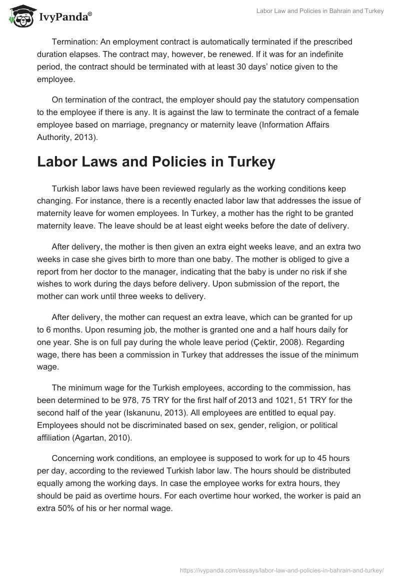 Labor Law and Policies in Bahrain and Turkey. Page 3