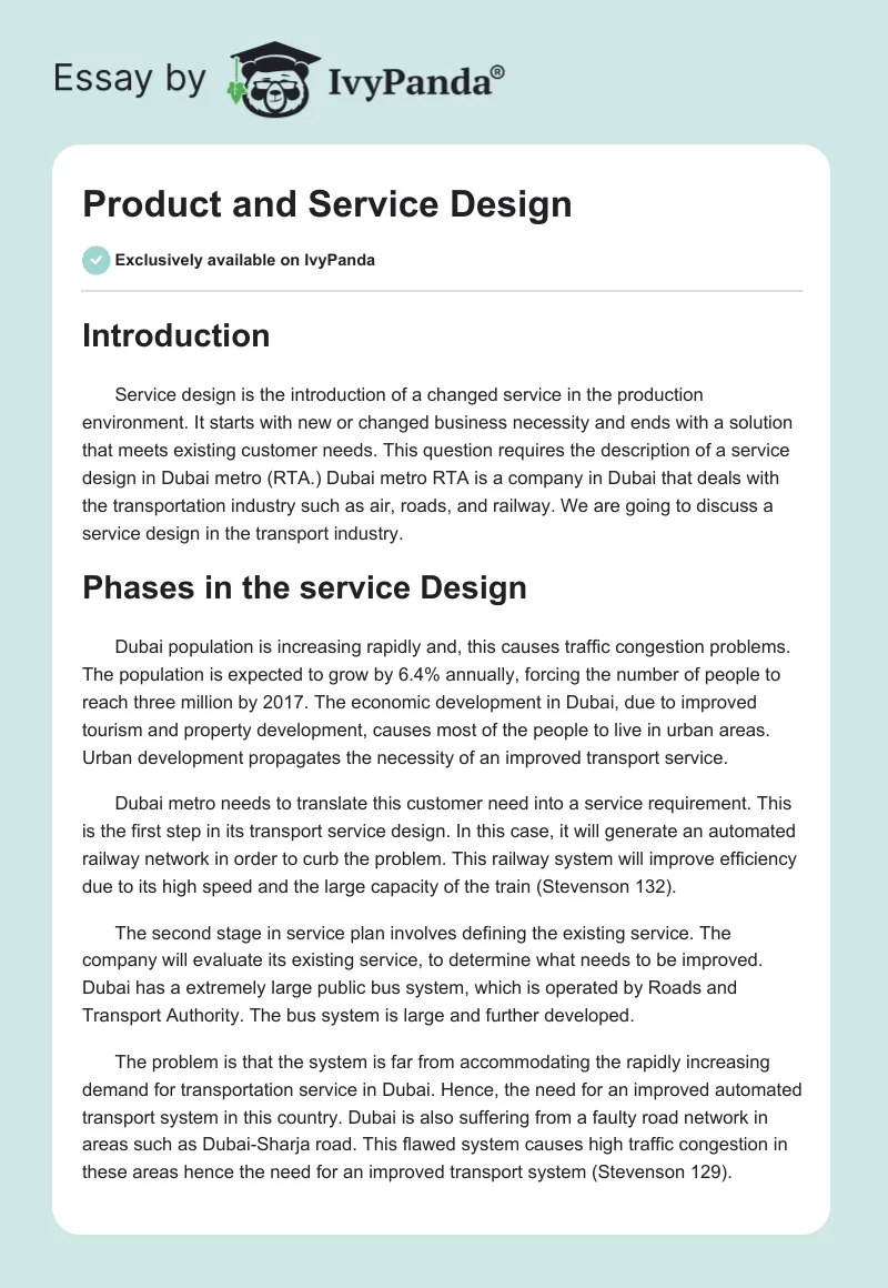 Product and Service Design. Page 1