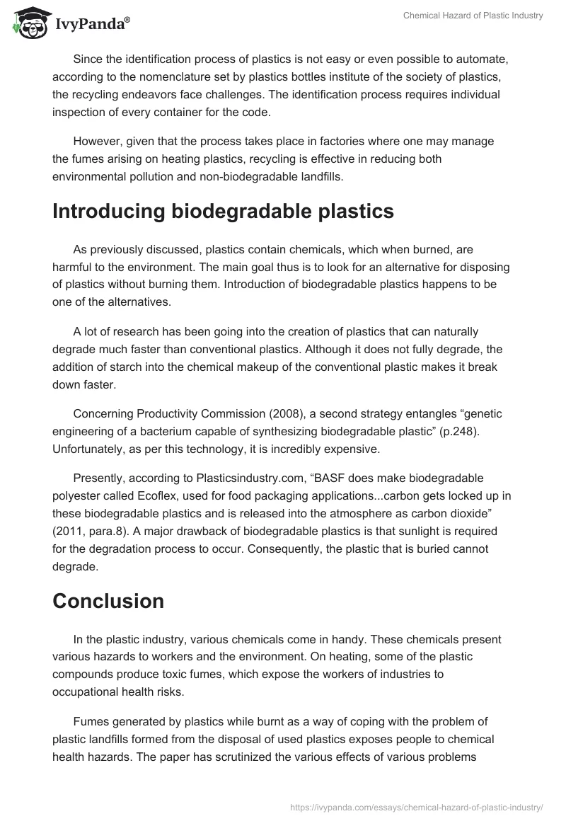 Chemical Hazard of Plastic Industry. Page 5