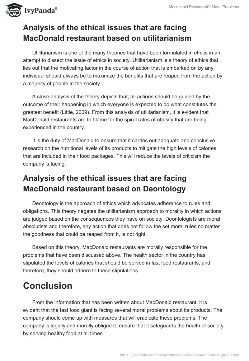 Macdonald Restaurant's Moral Problems. Page 2