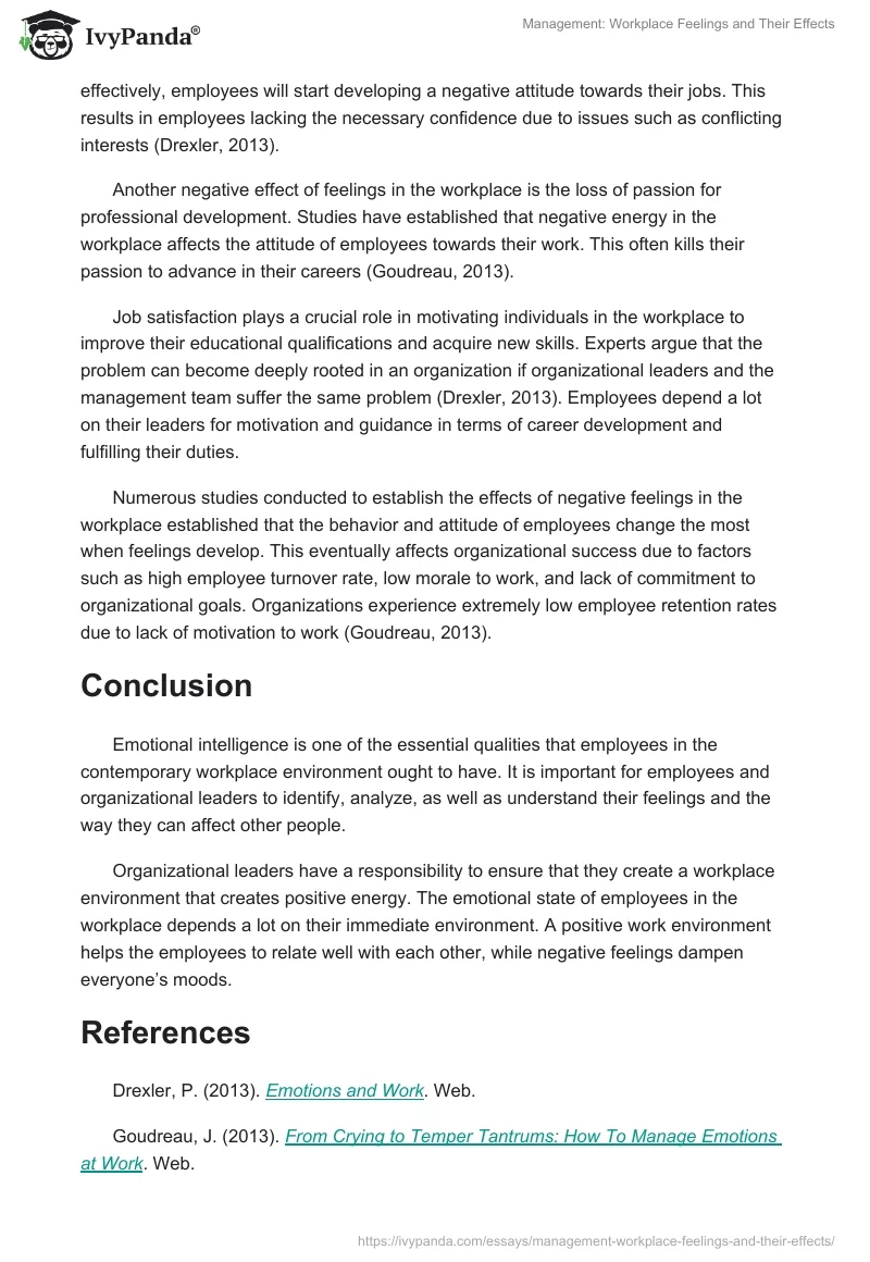 Management: Workplace Feelings and Their Effects. Page 4
