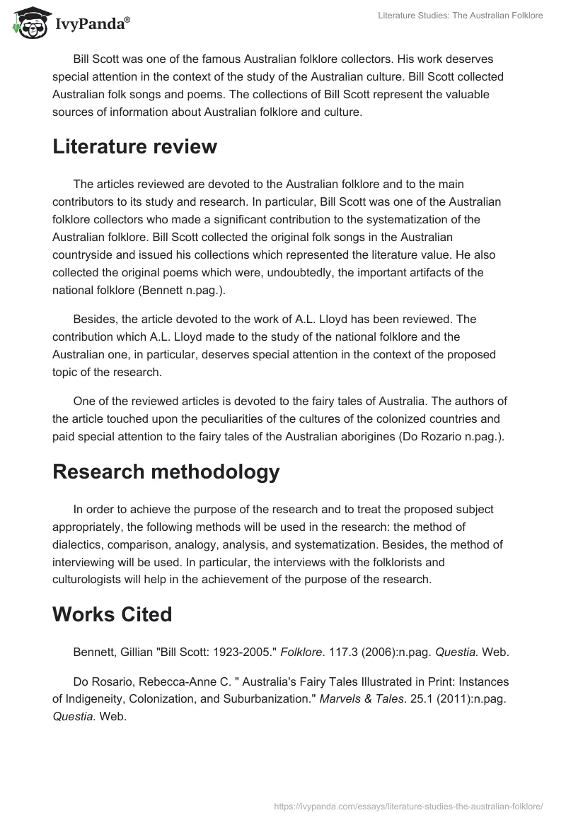 Literature Studies: The Australian Folklore. Page 2