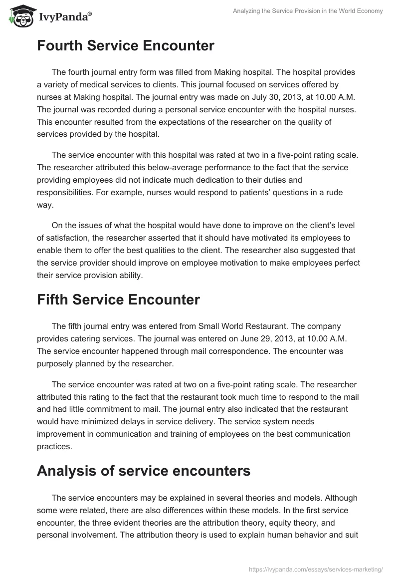 Analyzing the Service Provision in the World Economy. Page 3