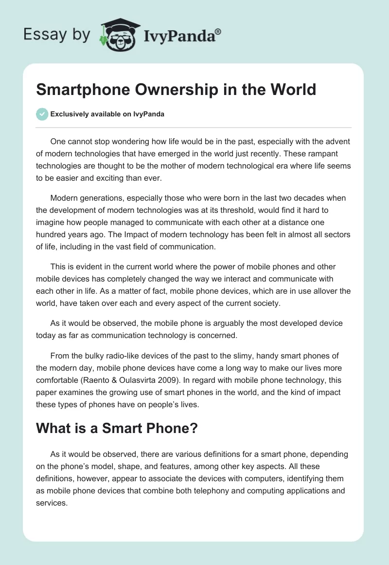 Smartphone Ownership in the World. Page 1