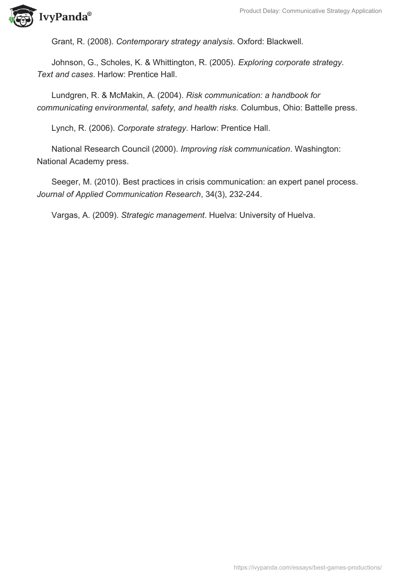 Product Delay: Communicative Strategy Application. Page 3