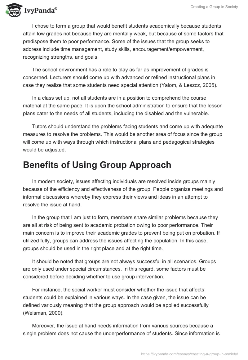Creating a Group in Society. Page 2