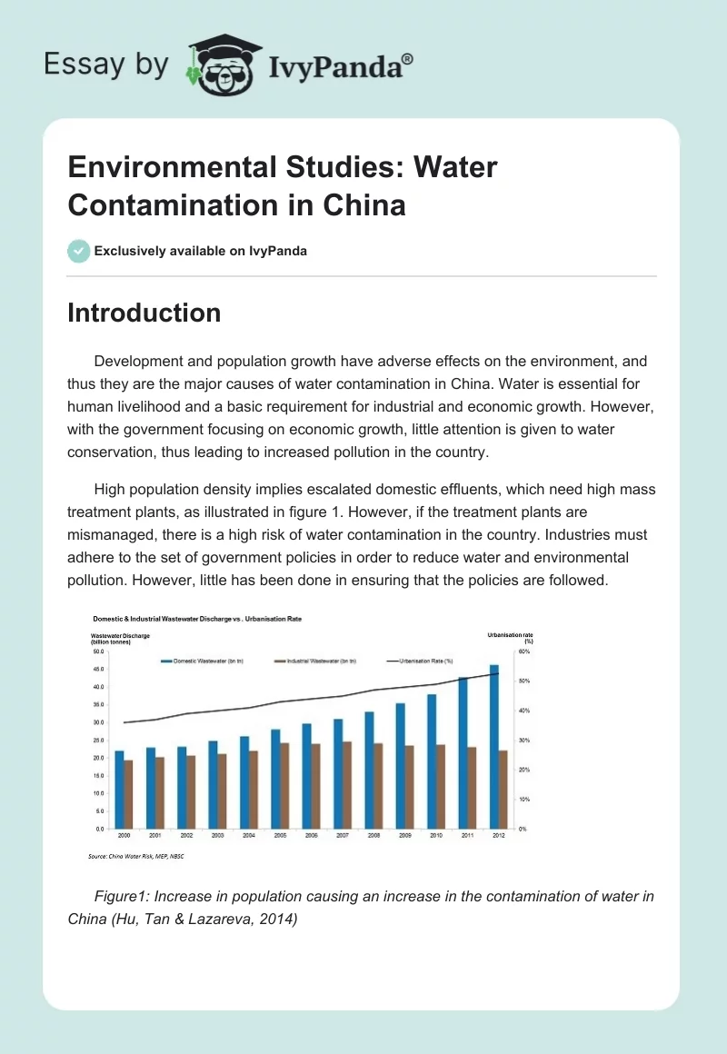 Environmental Studies: Water Contamination in China. Page 1