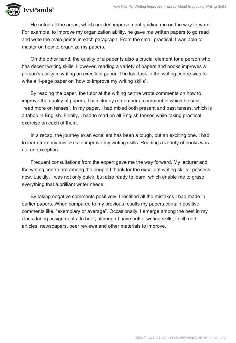 How Has My Writing Improved – Essay About Improving Writing Skills. Page 3