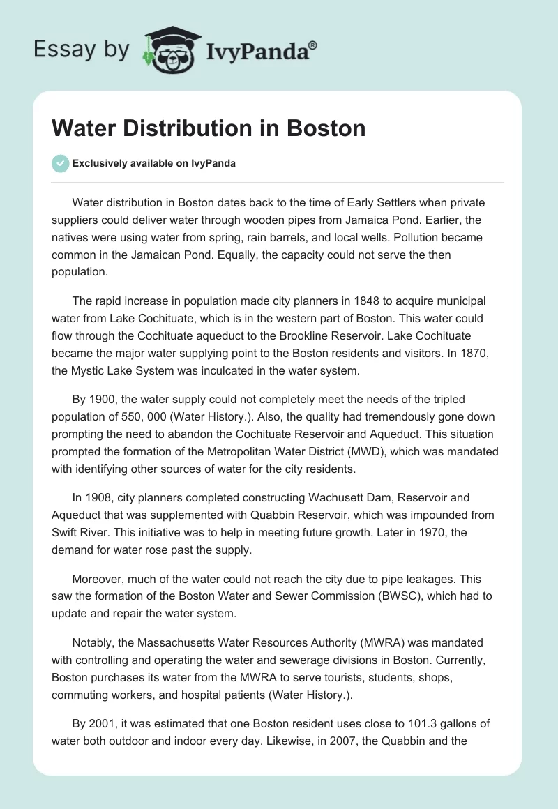 Water Distribution in Boston. Page 1