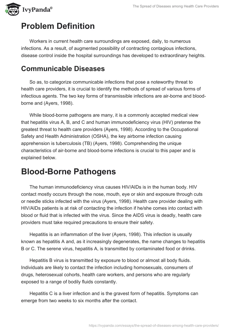 The Spread of Diseases among Health Care Providers. Page 2