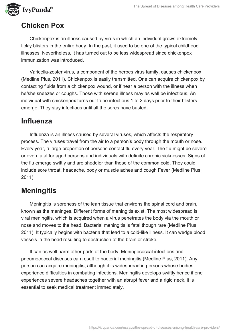 The Spread of Diseases among Health Care Providers. Page 4