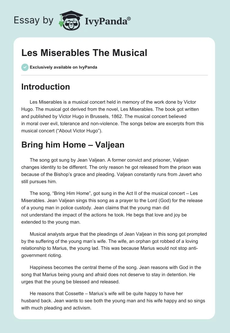 Les Miserables The Musical. Page 1