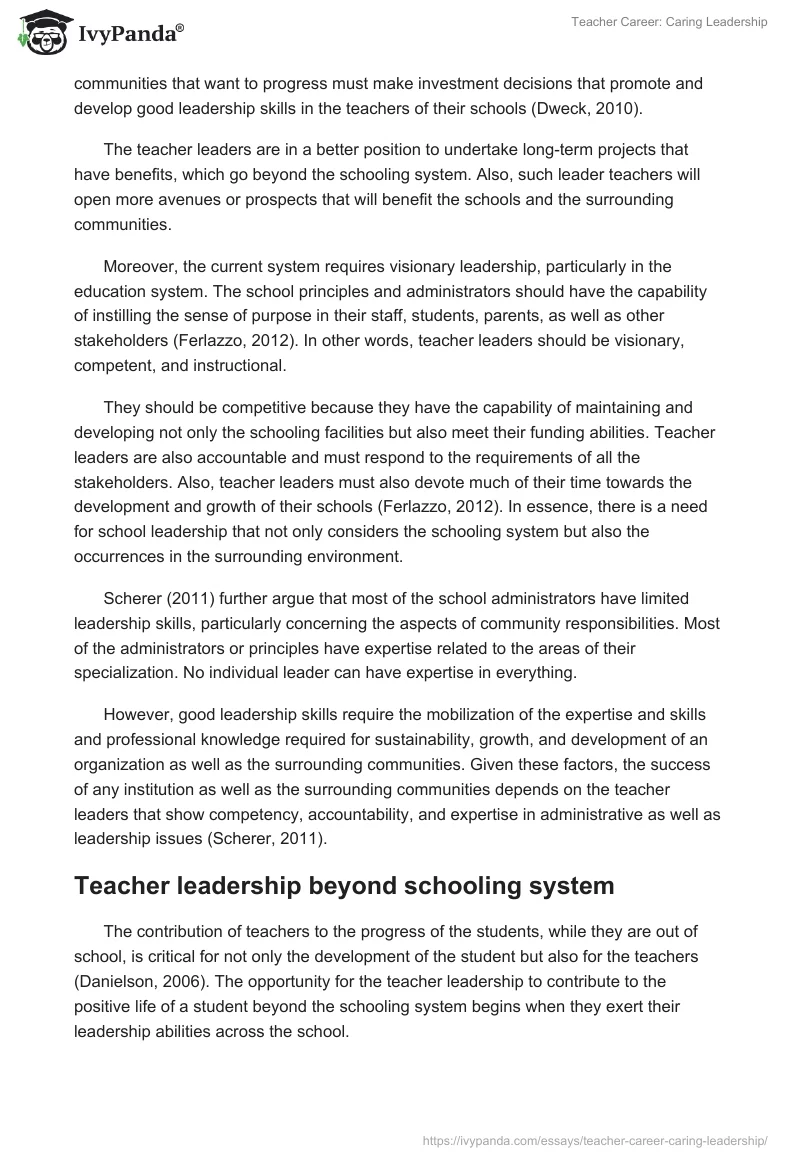 Teacher Career: Caring Leadership. Page 4