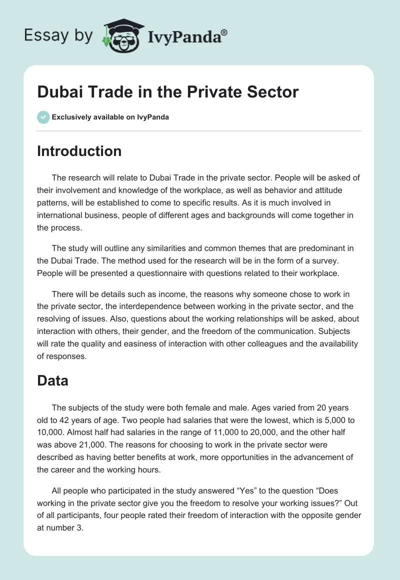 Dubai Trade in the Private Sector. Page 1