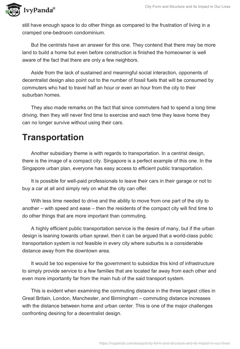 City Form and Structure and Its Impact in Our Lives. Page 4