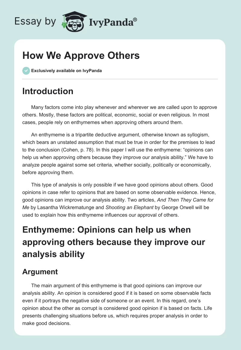 How We Approve Others. Page 1