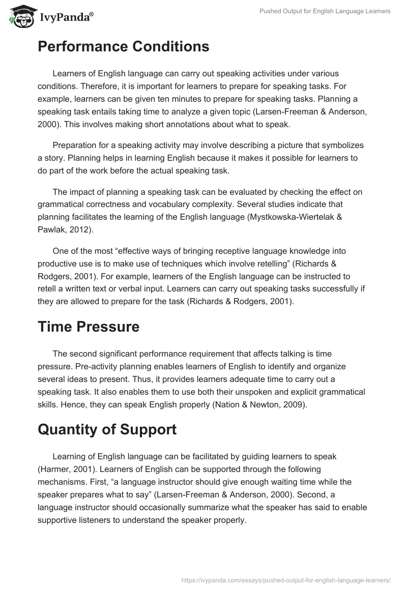 Pushed Output for English Language Learners. Page 4