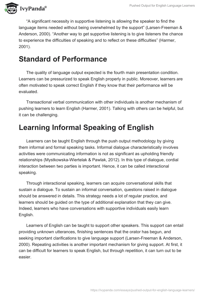 Pushed Output for English Language Learners. Page 5