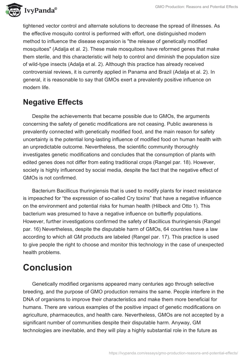 GMO Production: Reasons and Potential Effects. Page 3