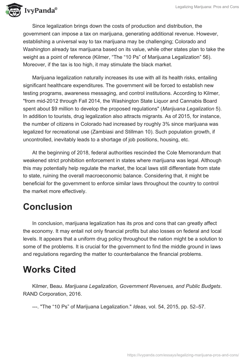 Legalizing Marijuana: Pros and Cons. Page 2