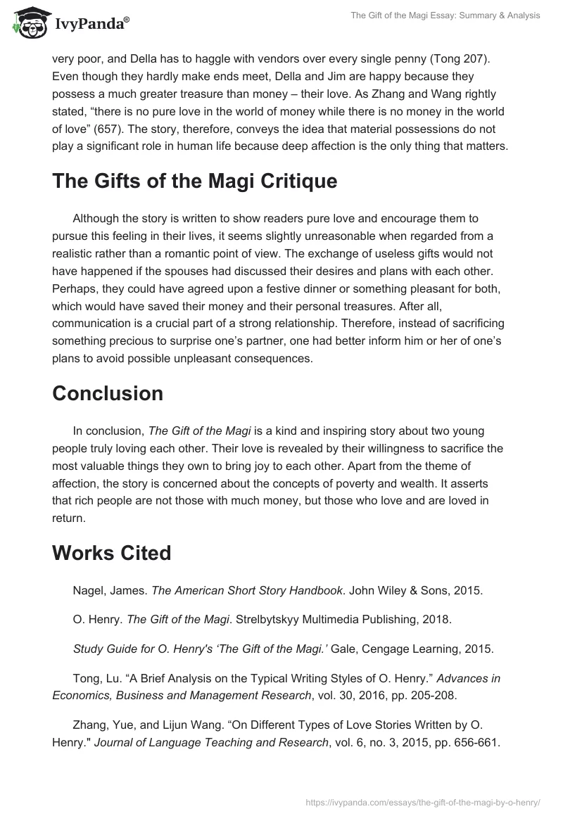 The Gift of the Magi Essay: Summary & Analysis. Page 3