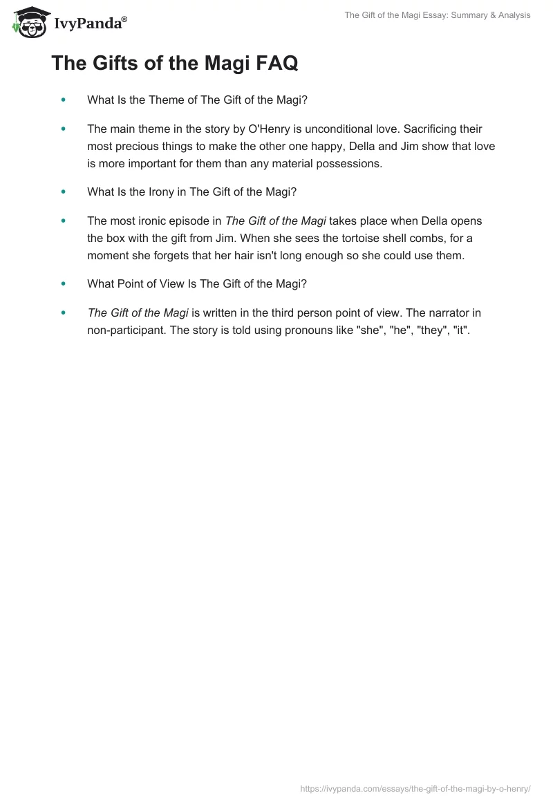 The Gift of the Magi Essay: Summary & Analysis. Page 4