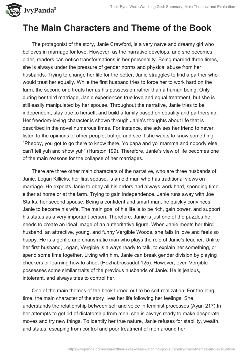 Their Eyes Were Watching God: Summary, Main Themes, and Evaluation. Page 2