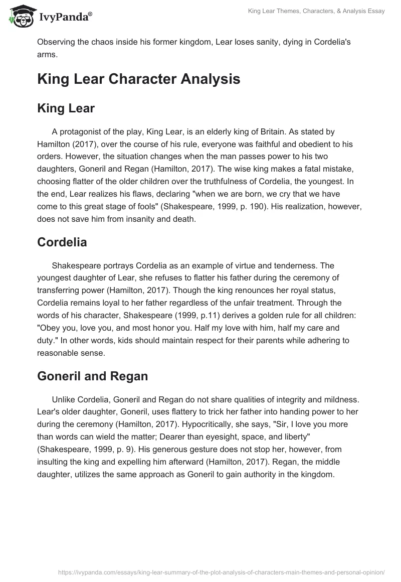 King Lear Themes, Characters, & Analysis Essay. Page 2