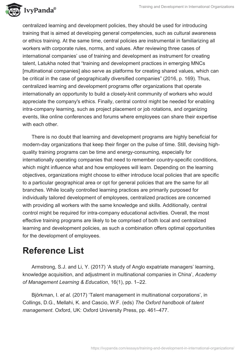 Training and Development in International Organizations. Page 3