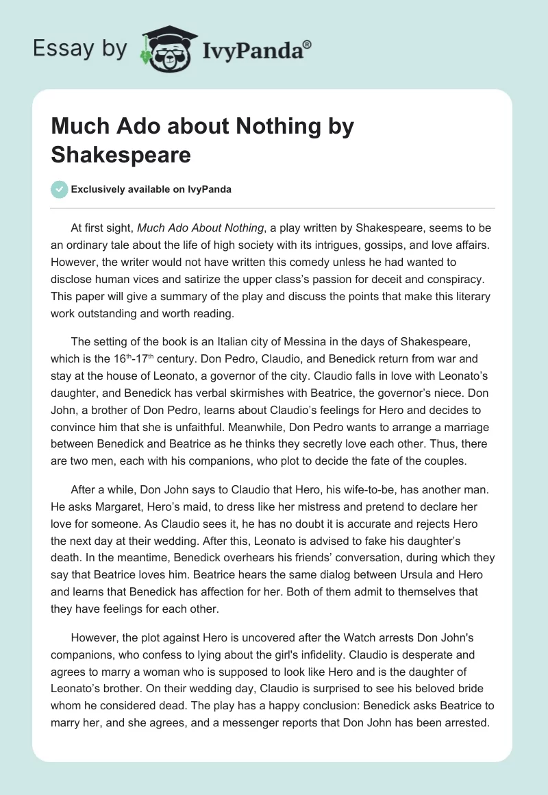 Much Ado About Nothing by Shakespeare. Page 1