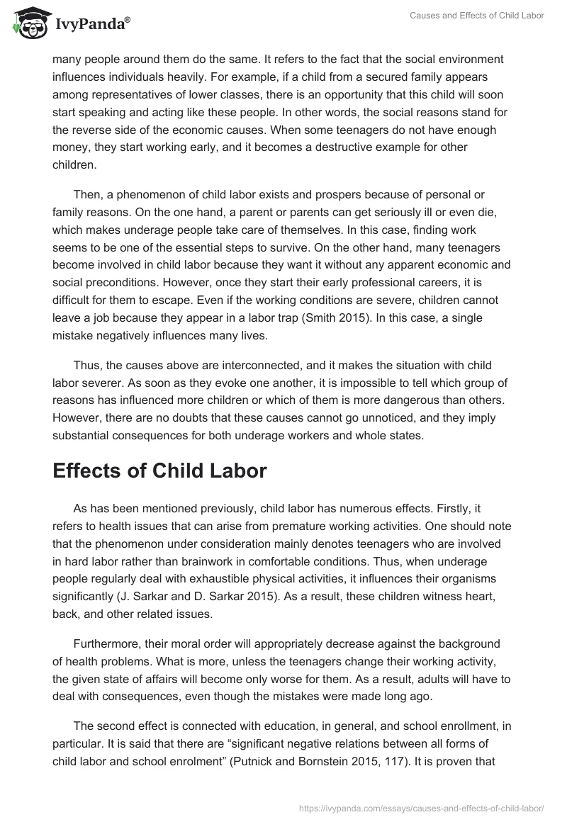 Causes and Effects of Child Labor. Page 2