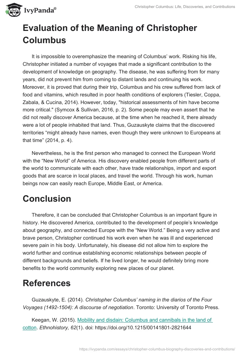 Christopher Columbus: Life, Discoveries, and Contributions. Page 3