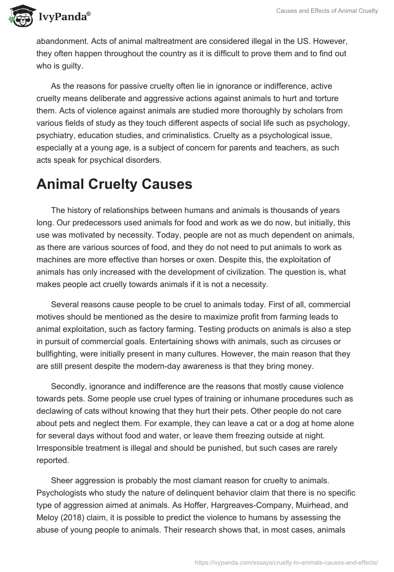 Causes and Effects of Animal Cruelty. Page 2