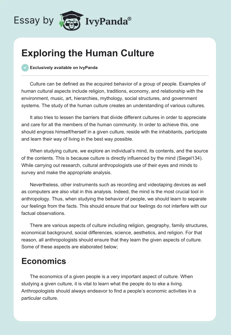 Exploring the Human Culture. Page 1