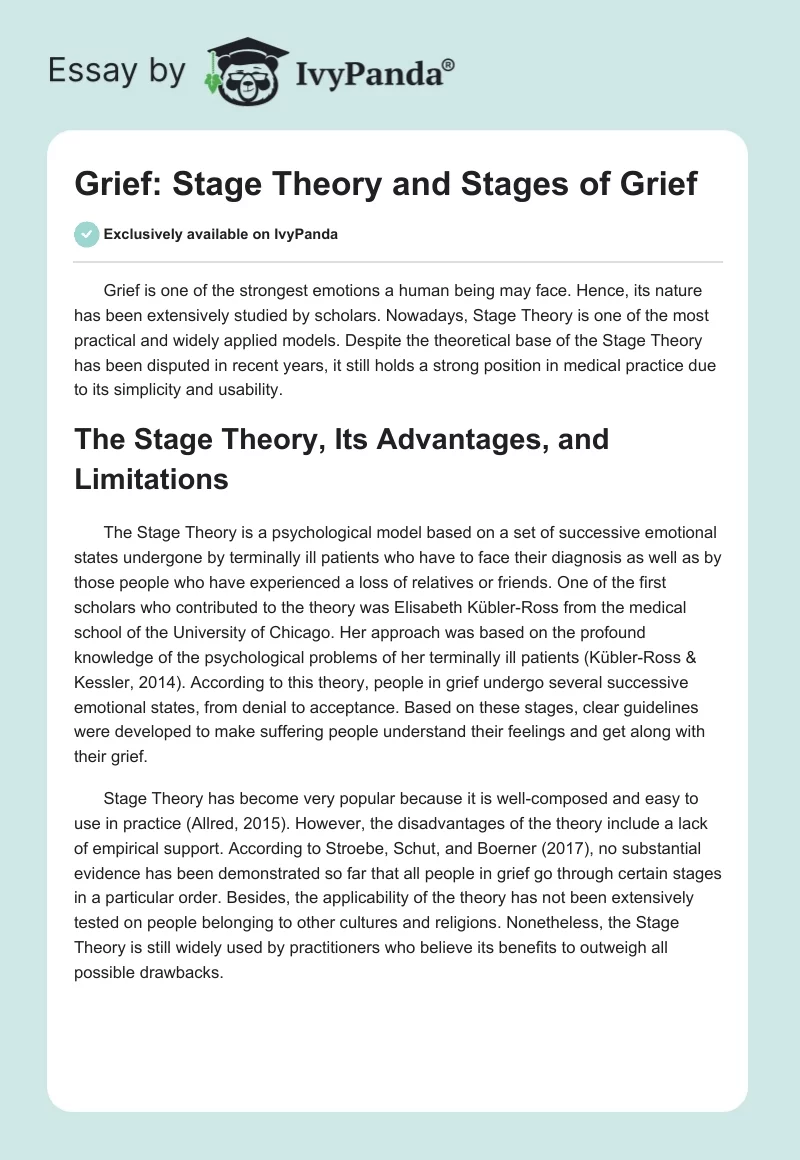 Grief: Stage Theory and Stages of Grief. Page 1