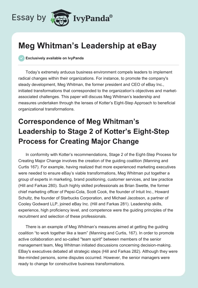 Meg Whitman’s Leadership at eBay. Page 1
