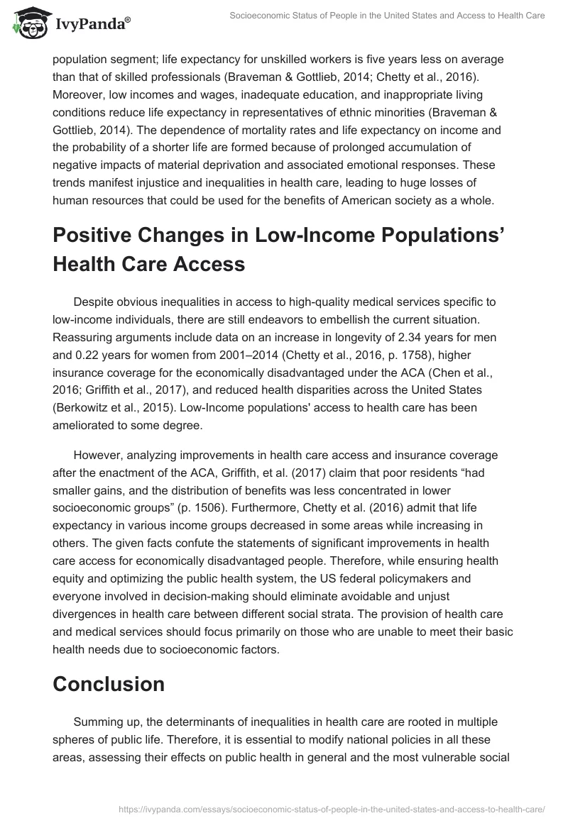 Socioeconomic Status of People in the United States and Access to Health Care. Page 3