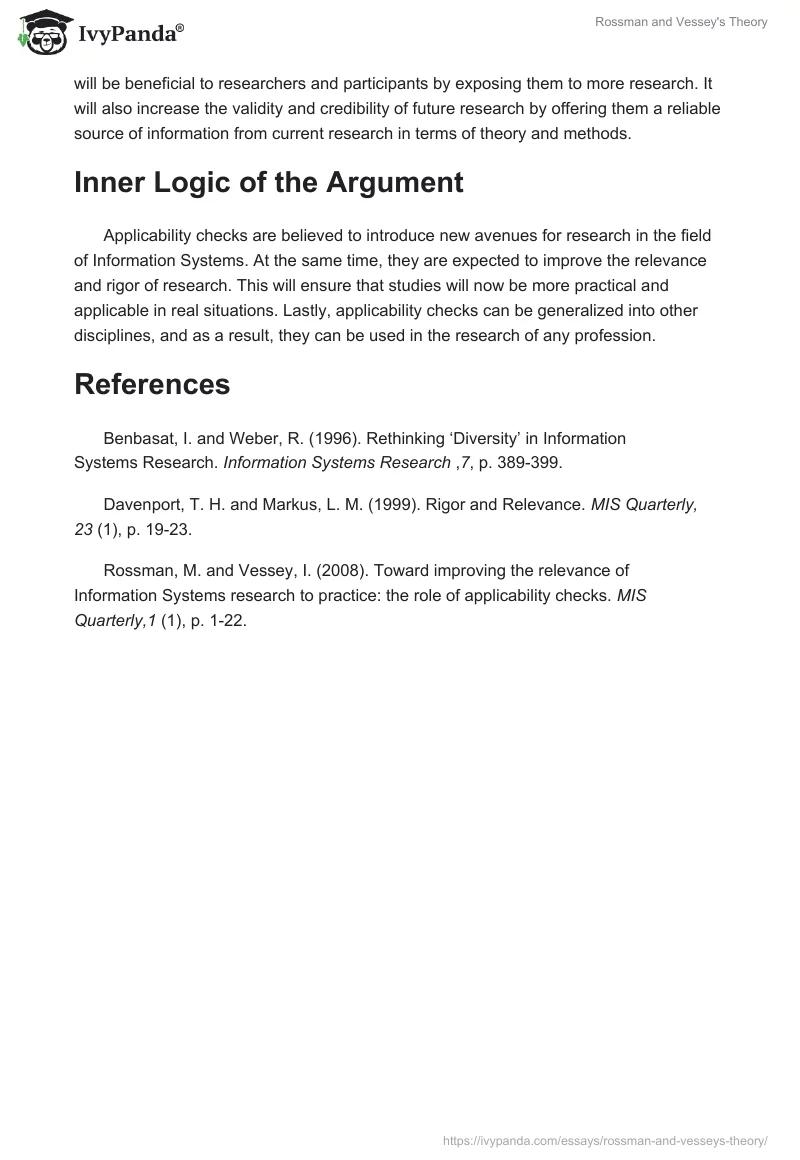 Rossman and Vessey's Theory. Page 5