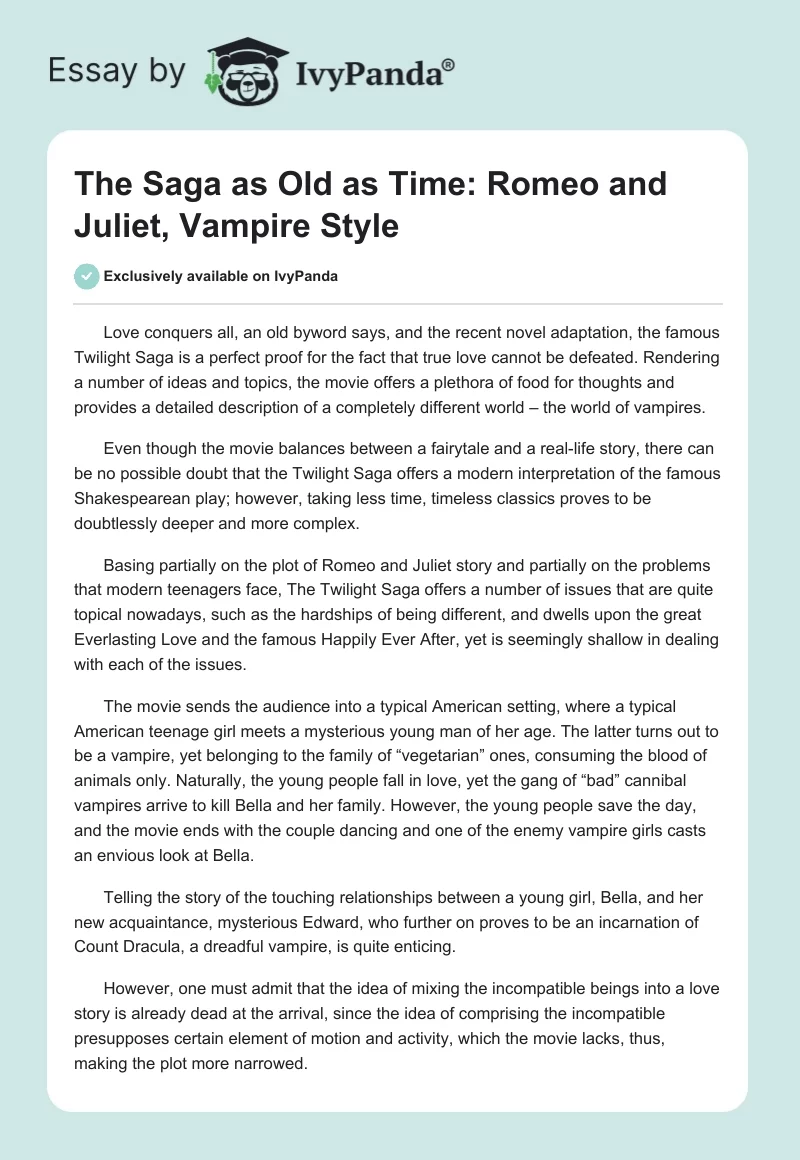 The Saga as Old as Time: Romeo and Juliet, Vampire Style. Page 1