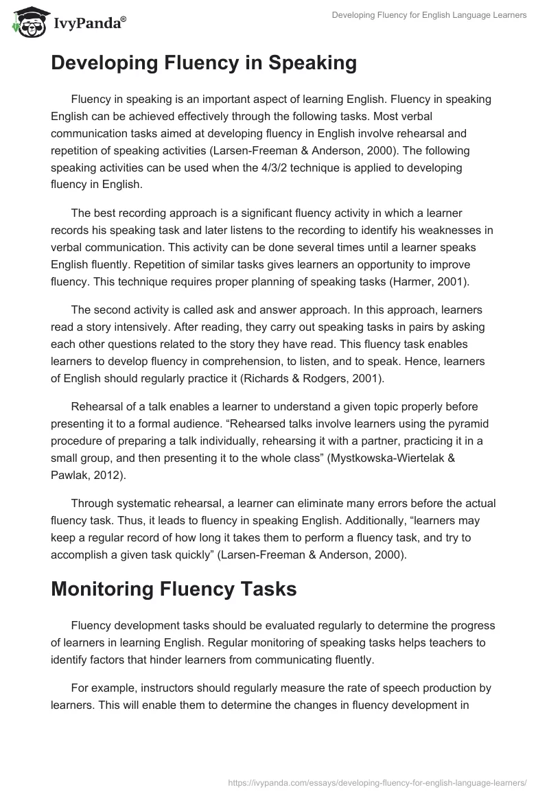 Developing Fluency for English Language Learners. Page 5