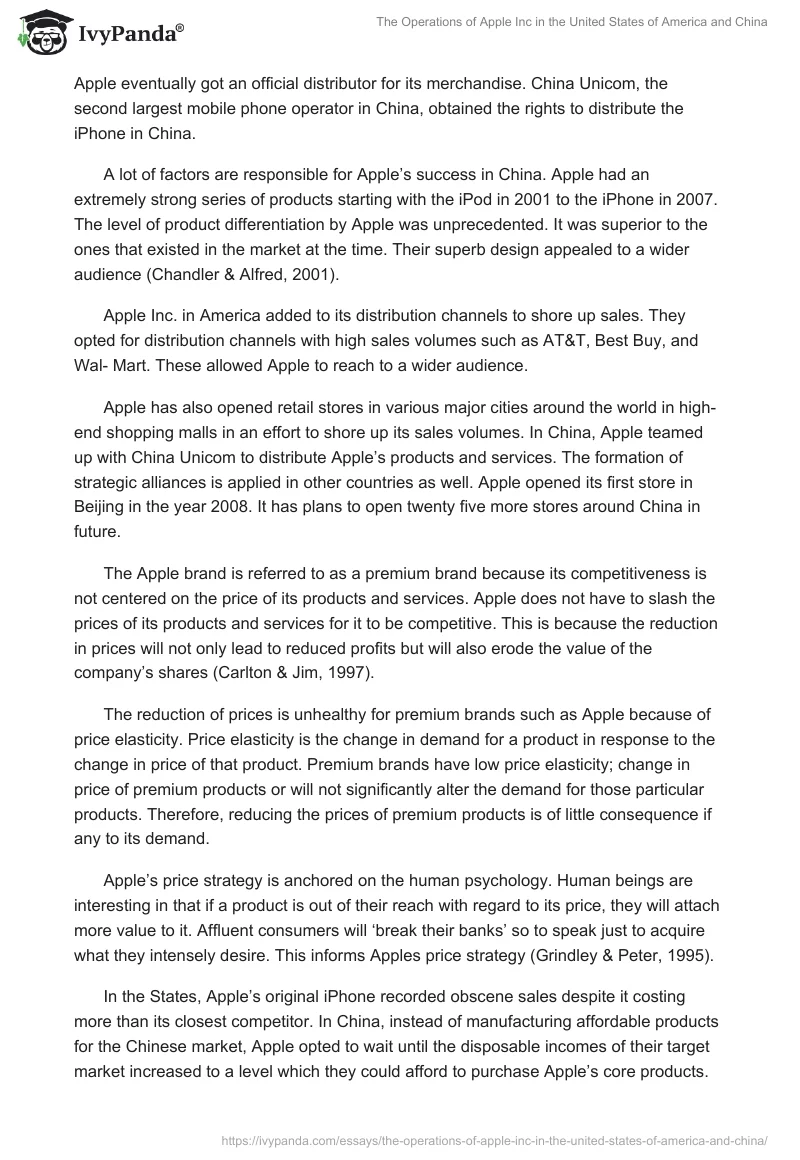 The Operations of Apple Inc in the United States of America and China. Page 2
