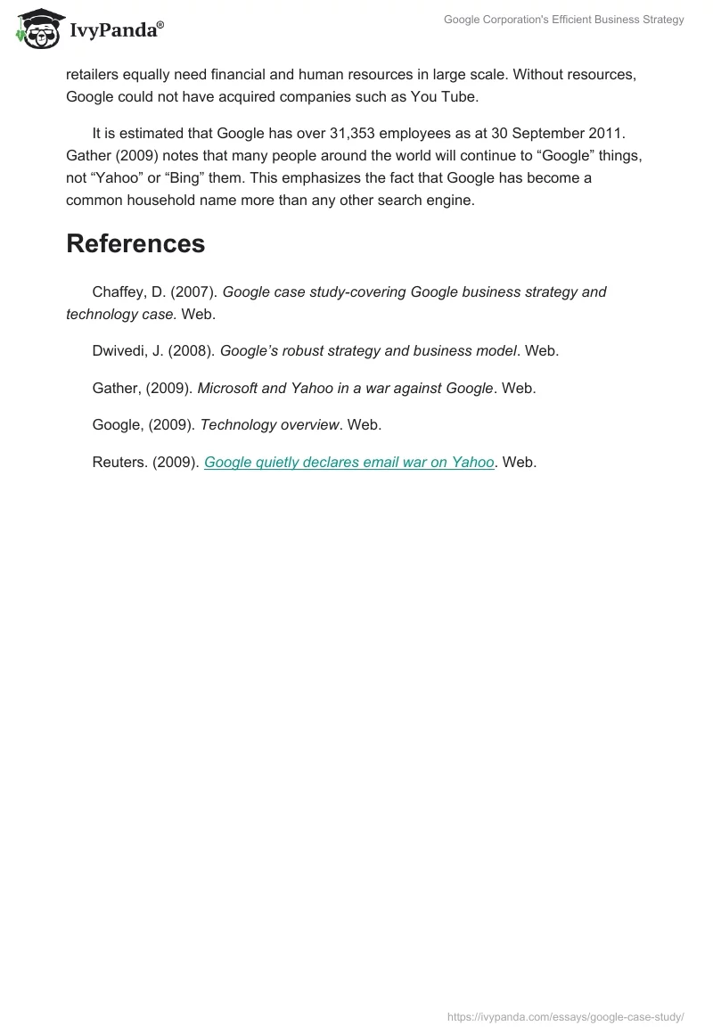 Google Corporation's Efficient Business Strategy. Page 3